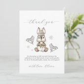 Rustic Winter Bunny Ice Skate Baby Shower Bedankkaart (Staand voorkant)