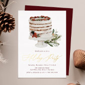 Rustic Winter Cake Holiday Folie Uitnodiging