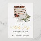 Rustic Winter Cake Holiday Folie Uitnodiging (Voorkant)
