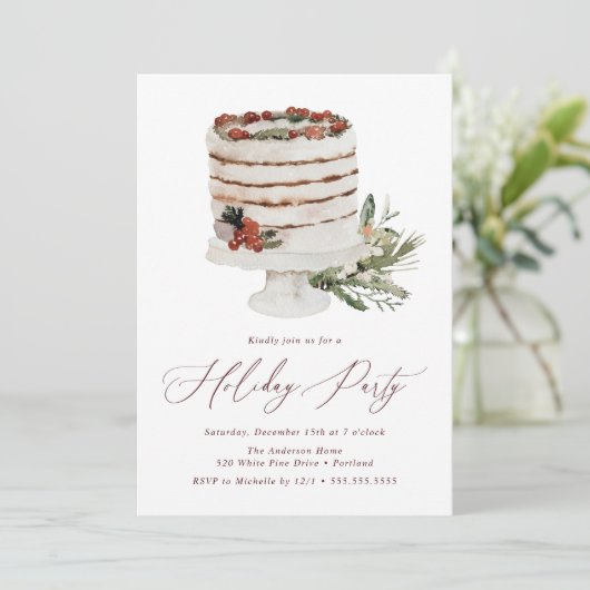 Rustic Winter Cake Holiday Kaart (Staand voorkant)