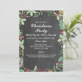 Rustic Winter Chalk Foliage Kerstfeest Uitnodiging (Staand voorkant)