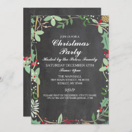 Rustic Winter Chalk Foliage Kerstfeest Uitnodiging