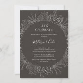 Rustic Winter Charcoal Let's Celebrate Invitation Kaart (Voorkant)