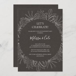 Rustic Winter Charcoal Let's Celebrate Invitation Kaart