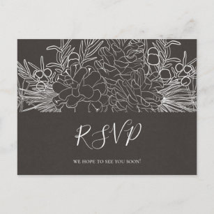 Rustic Winter Charcoal Song Request RSVP Briefkaar Briefkaart