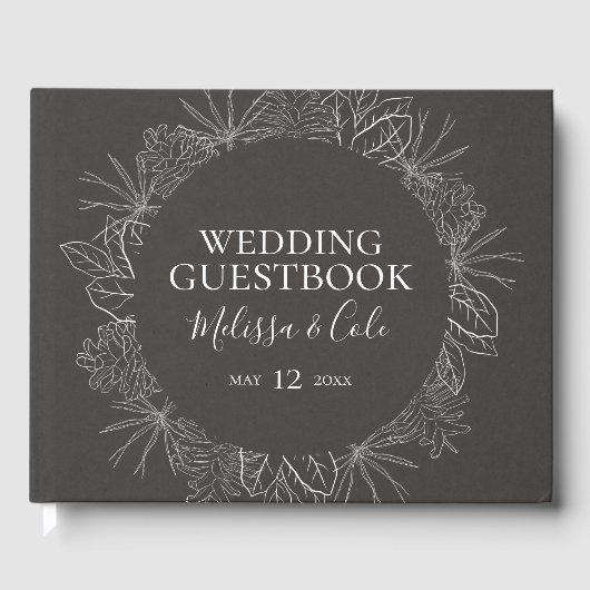 Rustic Winter | Charcoal Wedding Guest Book Gastenboek (Voorkant)