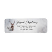 Rustic Winter Deer Antlers Pine Cone Holiday Etiket (Voorkant)