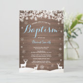 Rustic Winter Deer Boy Baptism Kaart (Staand voorkant)