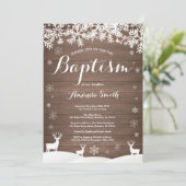 Rustic Winter Deer Doop Uitnodiging (Staand voorkant)