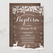 Rustic Winter Deer Doop Uitnodiging (Voorkant / Achterkant)