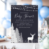 Rustic Winter Deer Woodland Baby shower Kaart