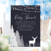 Rustic Winter Deer Woodland Baby shower Kaart