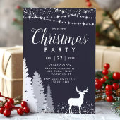 Rustic Winter Deer Woodland Blue Kerstparty Kaart