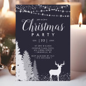Rustic Winter Deer Woodland Blue Kerstparty Kaart