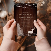 Rustic Winter Deer Woodland Friendsgiving Dinner Kaart