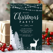 Rustic Winter Deer Woodland Green Kerstparty Kaart