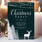 Rustic Winter Deer Woodland Green Kerstparty Kaart