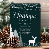Rustic Winter Deer Woodland Green Kerstparty Kaart