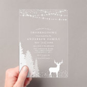 Rustic Winter Deer Woodland Thanksgiving Dinner Acryl Uitnodigingen (Insitu (Draagbaar))