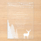 Rustic Winter Deer Woodland Thanksgiving Dinner Acryl Uitnodigingen (Voorkant)