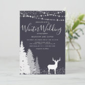 Rustic Winter Deer Woodland Wedding Kaart (Staand voorkant)