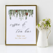 Rustic winter dennen Coffee and Tea Bar bord Poster