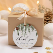 Rustic winter dennenbomen babyshower bedankje bedankjes labels