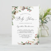 Rustic Winter Eucalyptus Floral Baby shower Kaart (Staand voorkant)