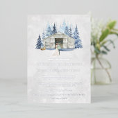 Rustic Winter Evergreen Barn Wedding Folie Uitnodiging (Staand Voorkant)