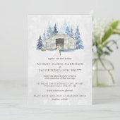 Rustic Winter Evergreen Barn Wedding Kaart (Staand voorkant)
