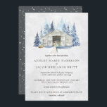 Rustic Winter Evergreen Barn Wedding Kaart<br><div class="desc">Viel je liefdesverhaal met deze roemeense en romantische trouwuitnodiging, met een waterverf schuur en een betoverend groen bos. Ideaal voor iedereen die een winterbruiloft wil plannen. Voeg uw douanetekst aan dit ontwerp toe door de "Edit this design sjabloon"vakjes op de rechterkant van het punt te gebruiken, of de blauwe "pas...</div>