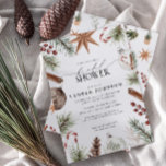 Rustic Winter Evergreen Berry Vrijgezellenfeest Kaart<br><div class="desc">Vier de liefde en de gezellige geest van de winter met de rustieke Winter Evergreen Berry Bridal Shower Invitation. Dit ontwerp is voorzien van handgeschilderde elementen zoals dennentakken, feestelijke bessen, kaneelstokjes en delicate ornamenten, waardoor een warm, nostalgisch gevoel ontstaat dat ideaal is voor winterfeesten. Met een rijk kleurenpalet en natuurlijke...</div>