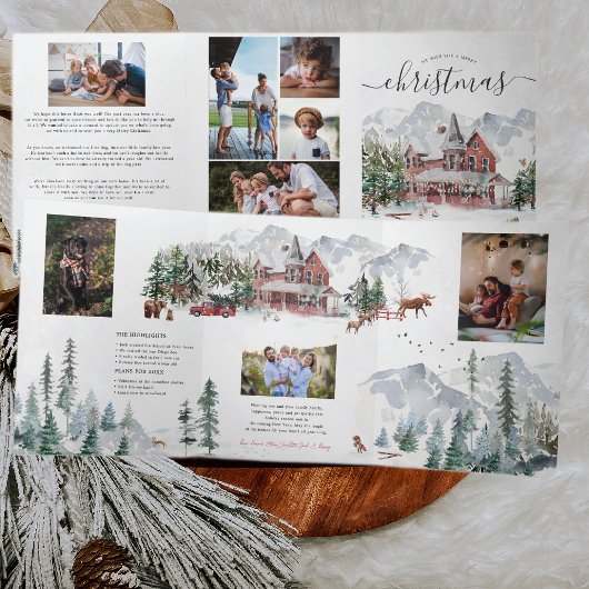 Rustic Winter Farmhouse | 8 Kerstfeestfoto's Drieluik Uitnodiging