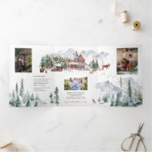 Rustic Winter Farmhouse | 8 Kerstfeestfoto's Drieluik Uitnodiging (Binnen)