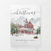 Rustic Winter Farmhouse | 8 Kerstfeestfoto's Drieluik Uitnodiging (Cover)