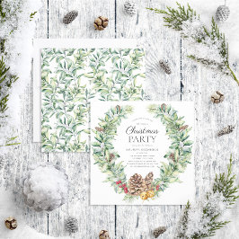 Rustic Winter Fir Cone Wreath Holiday Kaart