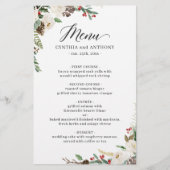 Rustic Winter Floral Berries Wedding Dinner Menu (Voorkant)