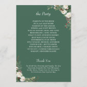 Rustic Winter Floral Holly Berries Wedding Programmakaart (Achterkant)