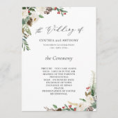 Rustic Winter Floral Holly Berries Wedding Programmakaart (Voorkant)