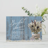 Rustic Winter Floral Jar Dusty Blue Vrijgezellenfe Kaart (Staand voorkant)