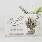 Rustic Winter Floral Jar Linen Vrijgezellenfeest Kaart (Staand voorkant)