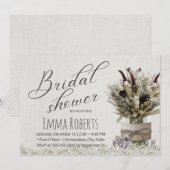 Rustic Winter Floral Jar Linen Vrijgezellenfeest Kaart (Voorkant / Achterkant)