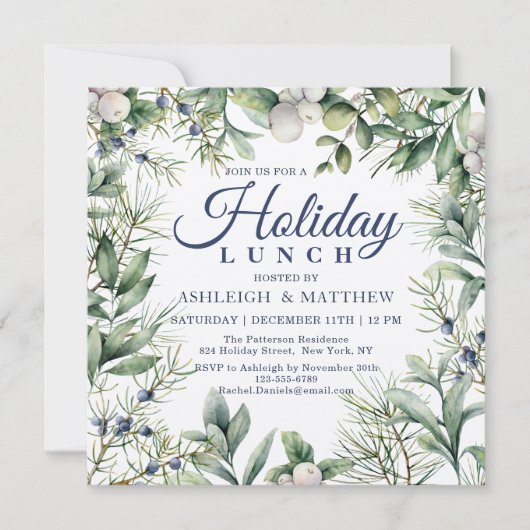 Rustic Winter Floral Kerstfeestdag Kaart (Voorkant)