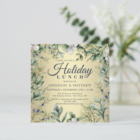 Rustic Winter Floral Kerstfeestdag Kaart (Staand voorkant)