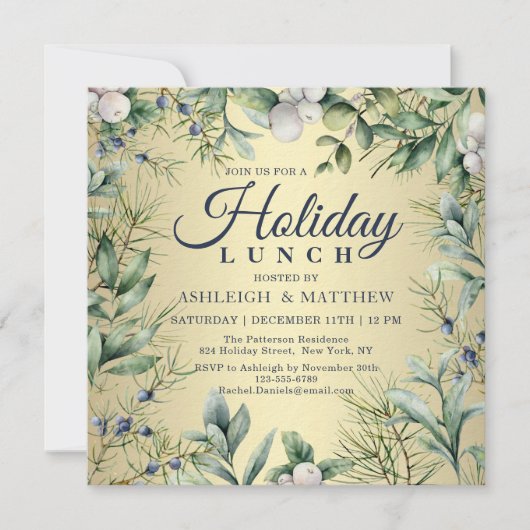 Rustic Winter Floral Kerstfeestdag Kaart (Voorkant)