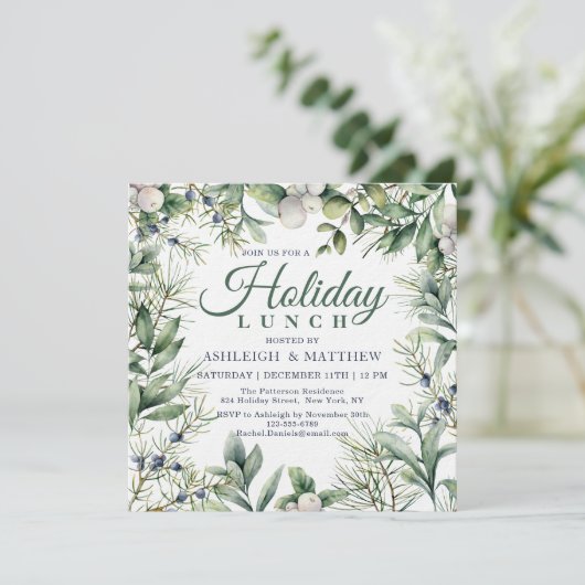 Rustic Winter Floral Kerstfeestdag Kaart (Staand voorkant)