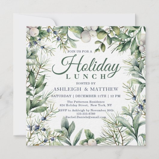 Rustic Winter Floral Kerstfeestdag Kaart (Voorkant)