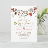 Rustic Winter Floral Merry Little Baby Shower Kaart (Staand voorkant)