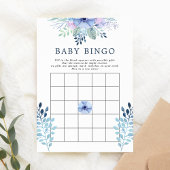 Rustic Winter Floral Navy Baby Bingo Kaart