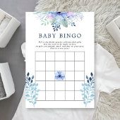 Rustic Winter Floral Navy Baby Bingo Kaart